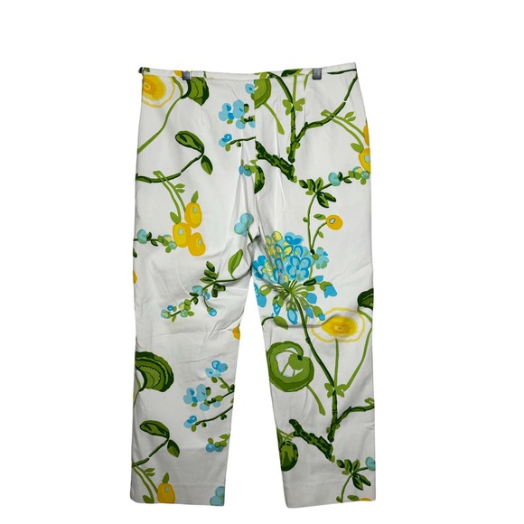 J McLaughlin Women's Size 12 Floral Print Straight Leg Cropped Pants - Picture 2 of 7